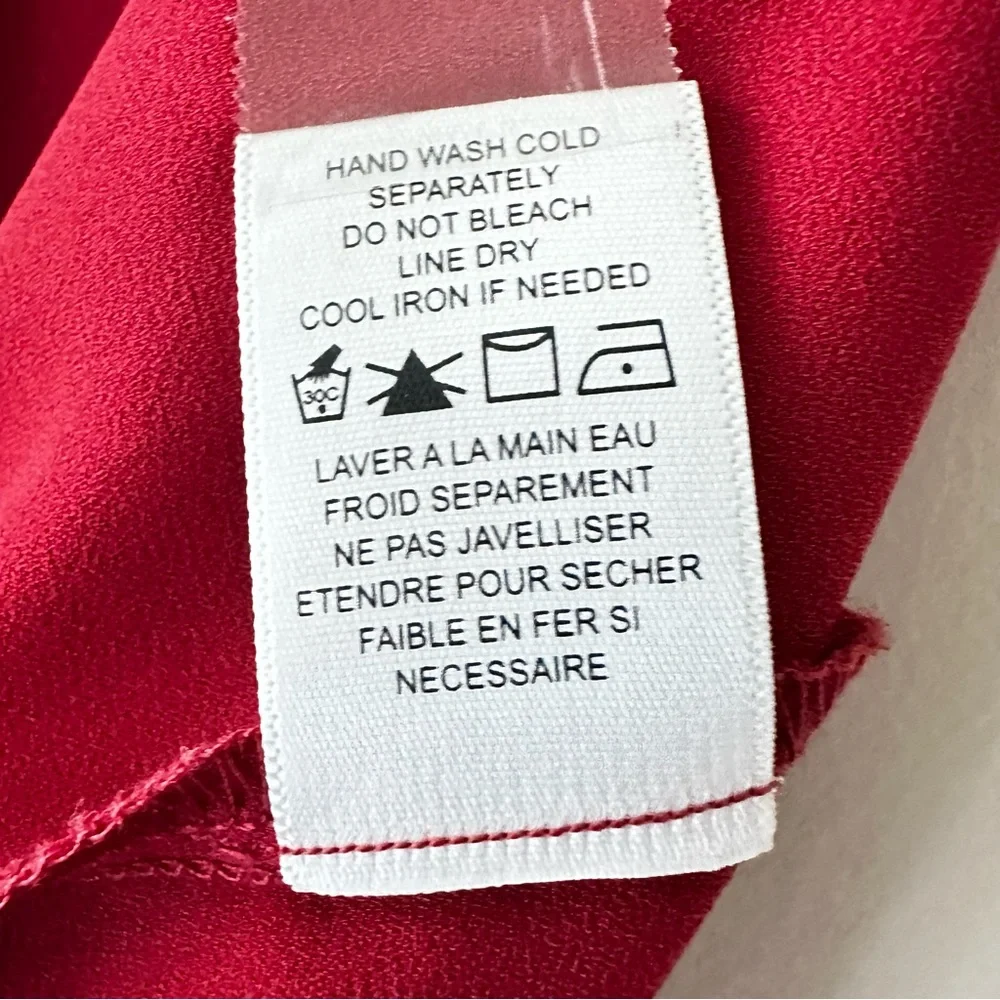 PLEIONE Top High Low flowy Short Sleeve Nordstrom Blouse Red Rucked Size SP - Picture 3 of 8